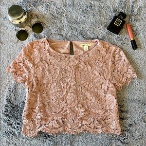 Miami pink floral lace crop top